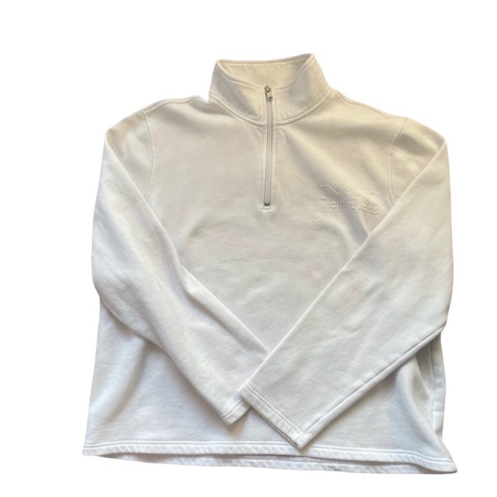 Michael Kors White Quarter Zip Pullover Sweatshirt Logo XL